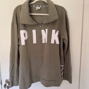 Victoria's Secret Pink Green/Gray Pullover 1/4 zip